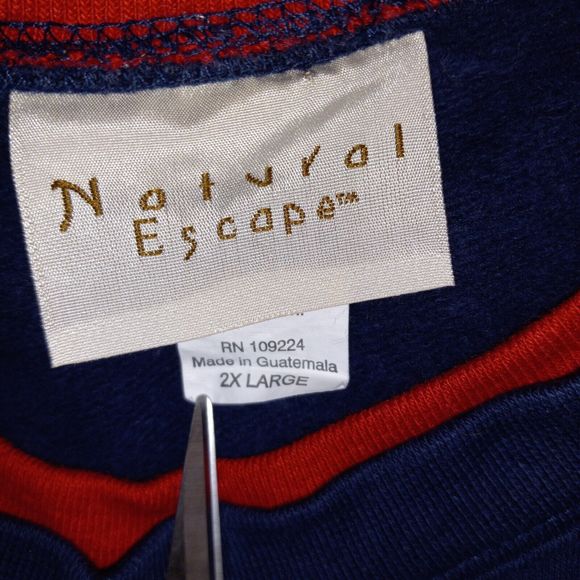 Natural Escape Navy Blue Christmas Tree Sweatshirt Size 2XL Holiday Embroidered - Picture 7 of 9